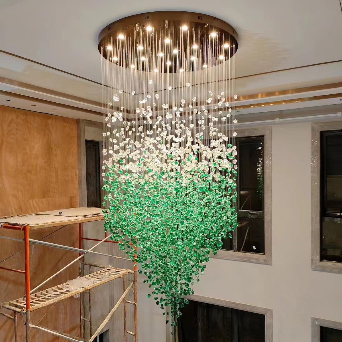 Crystal Stone Crystal Spiral Chandelier