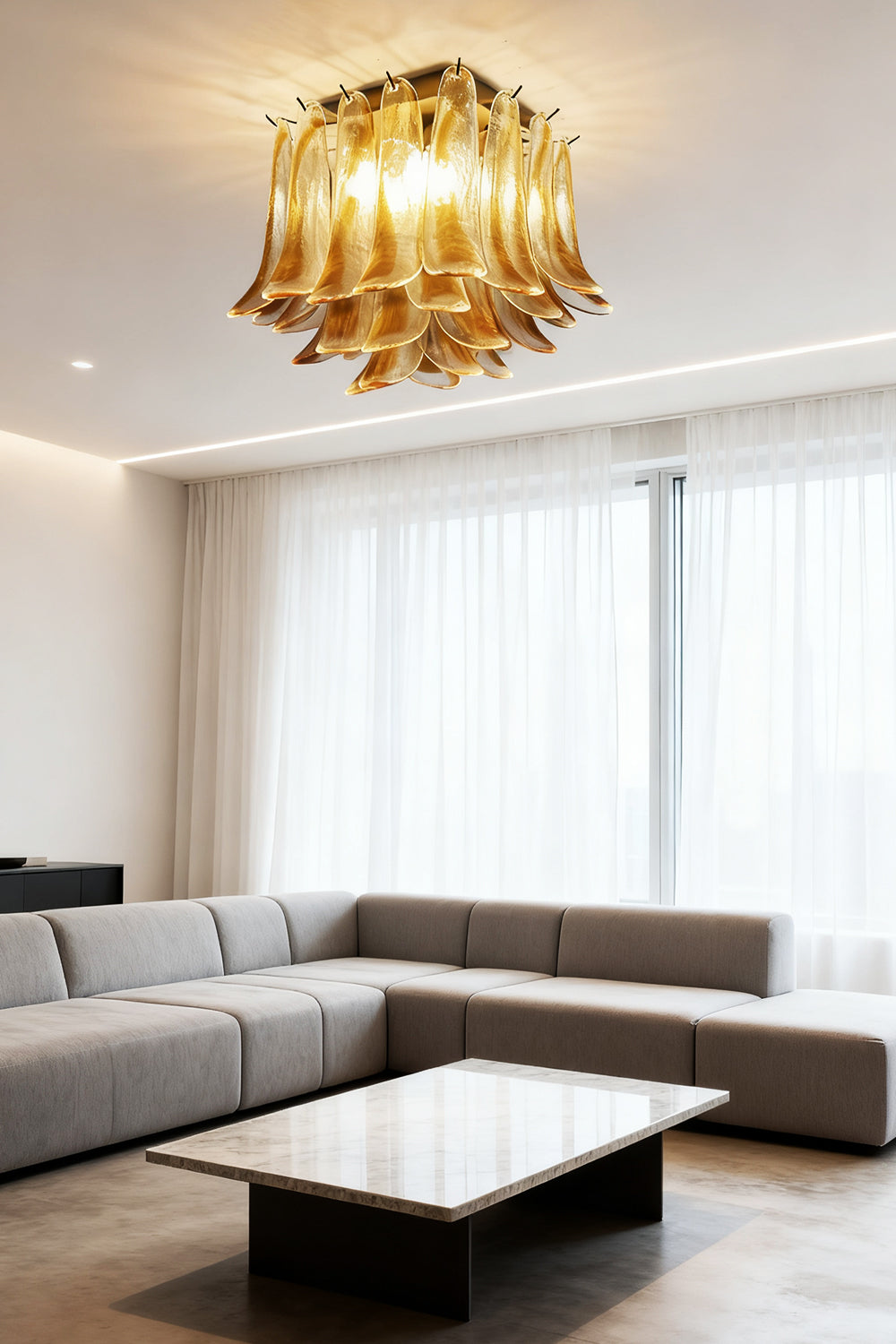 Art Amber Glass Petal Ceiling Light - view 5 | everlamps