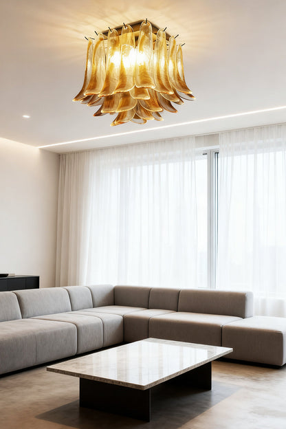 Art Amber Glass Petal Ceiling Light - view 5 | everlamps