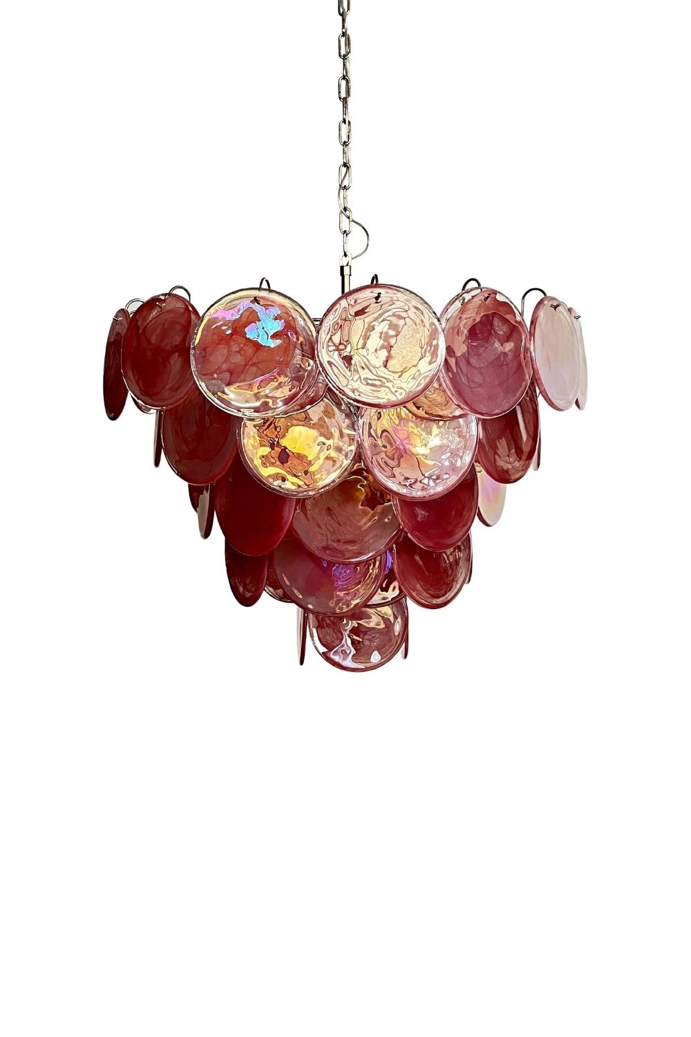 Pink Glass High Quality Art Iridescent Chandelier | everlamps