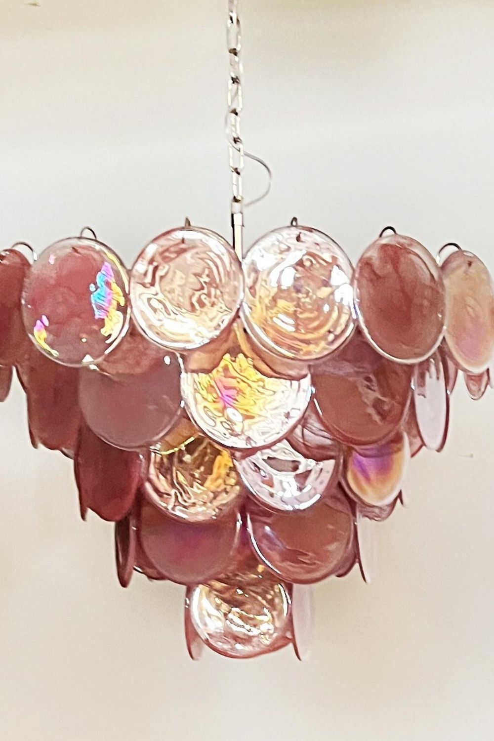 Pink Glass High Quality Art Iridescent Chandelier - view 19 | everlamps