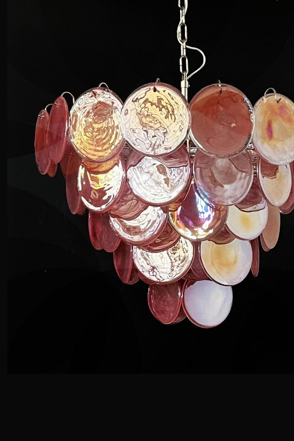 Pink Glass High Quality Art Iridescent Chandelier - view 17 | everlamps