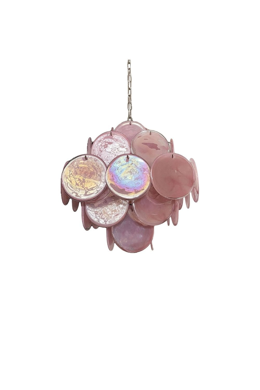 Vintage Art Pink Glass Disks Chandelier | everlamps