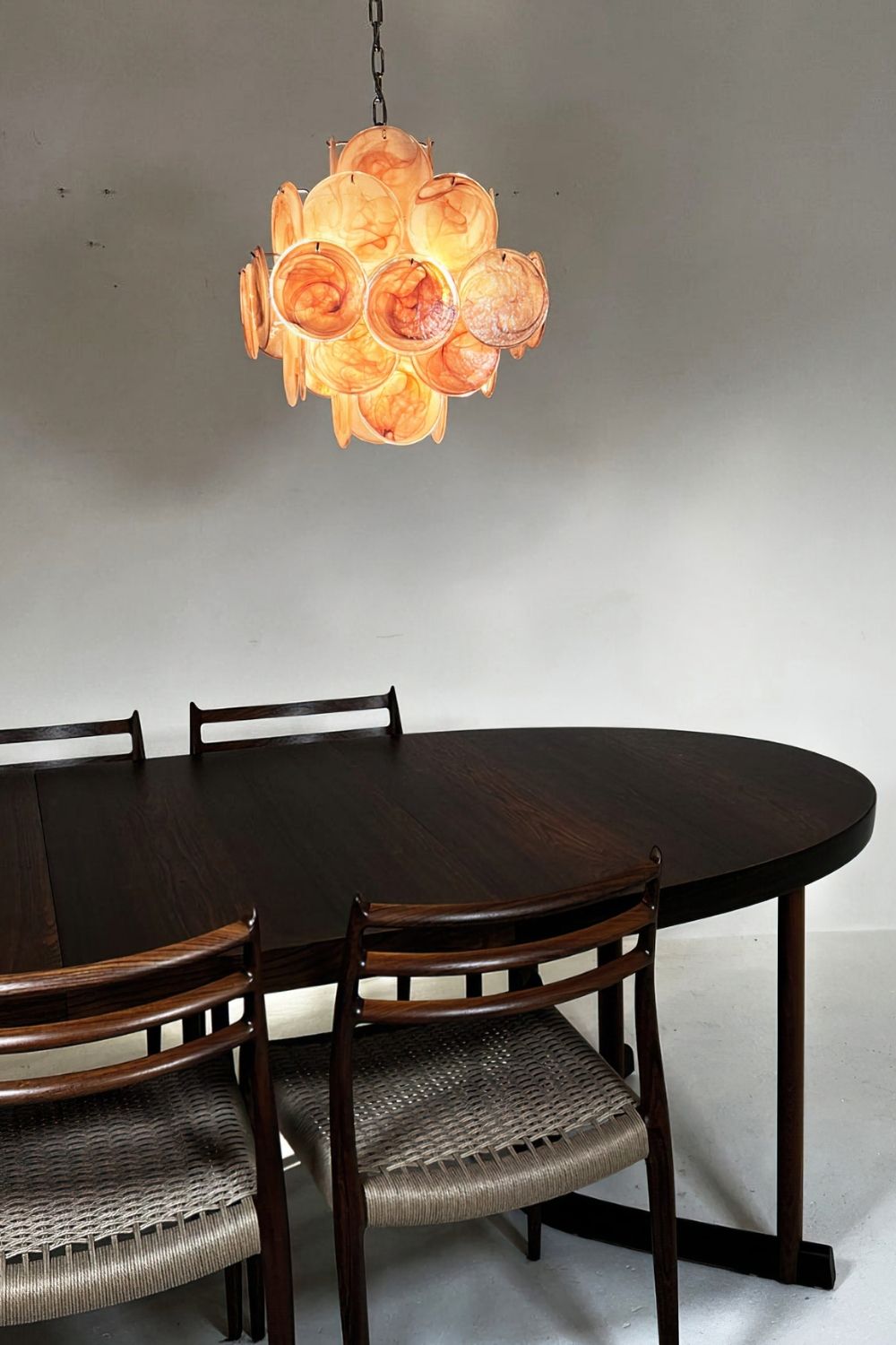 Vintage Art Pink Glass Disks Chandelier - view 3 | everlamps
