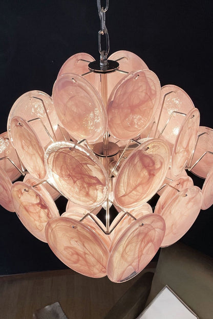 Vintage Art Pink Glass Disks Chandelier - view 11 | everlamps
