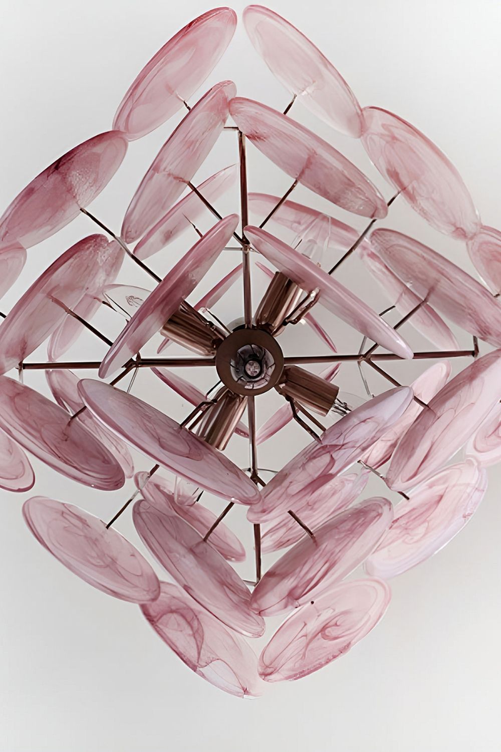 Vintage Art Pink Glass Disks Chandelier - view 20 | everlamps