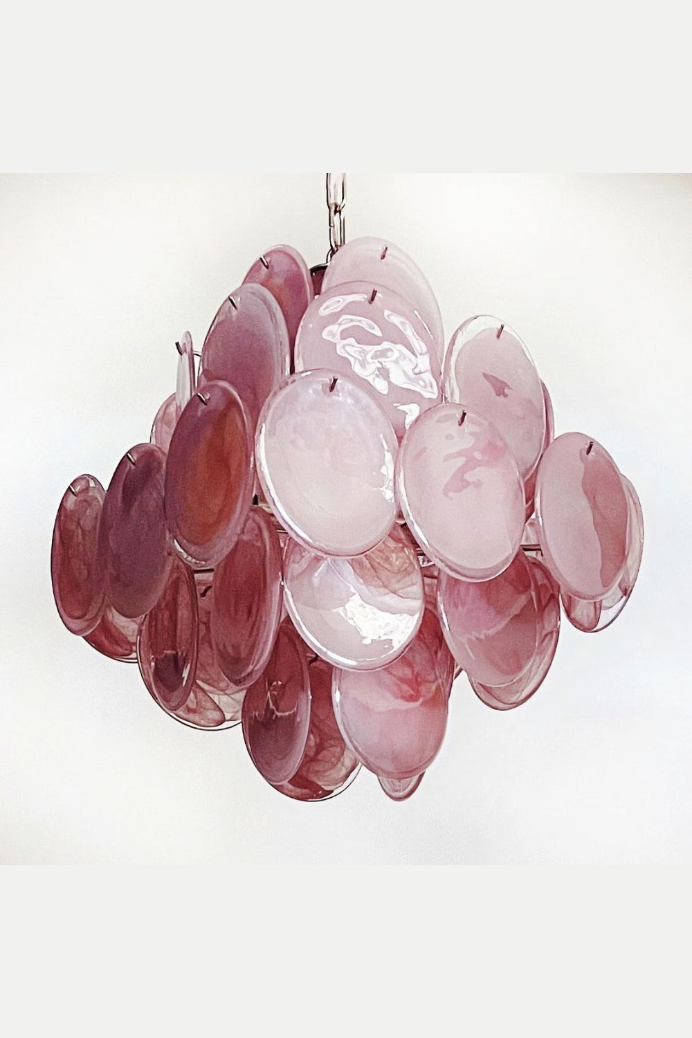Vintage Art Pink Glass Disks Chandelier - view 5 | everlamps