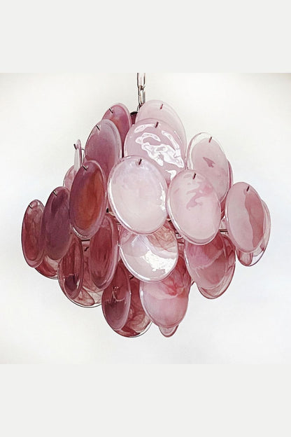 Vintage Art Pink Glass Disks Chandelier - view 5 | everlamps