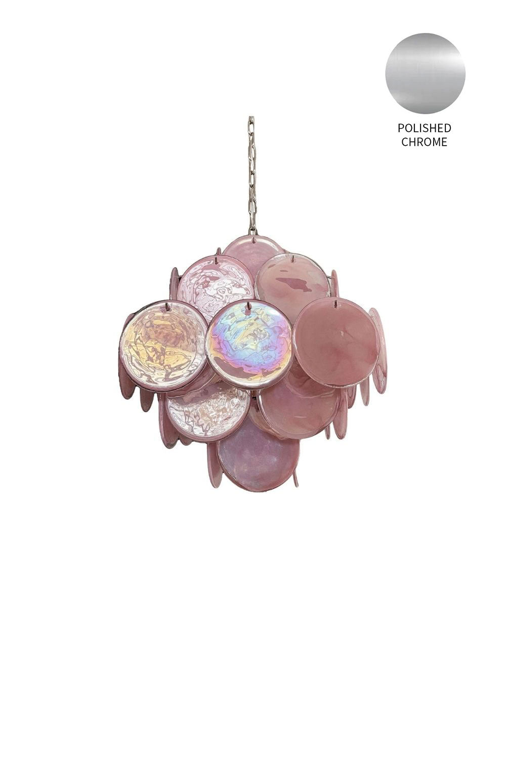 Vintage Art Pink Glass Disks Chandelier - view 21 | everlamps