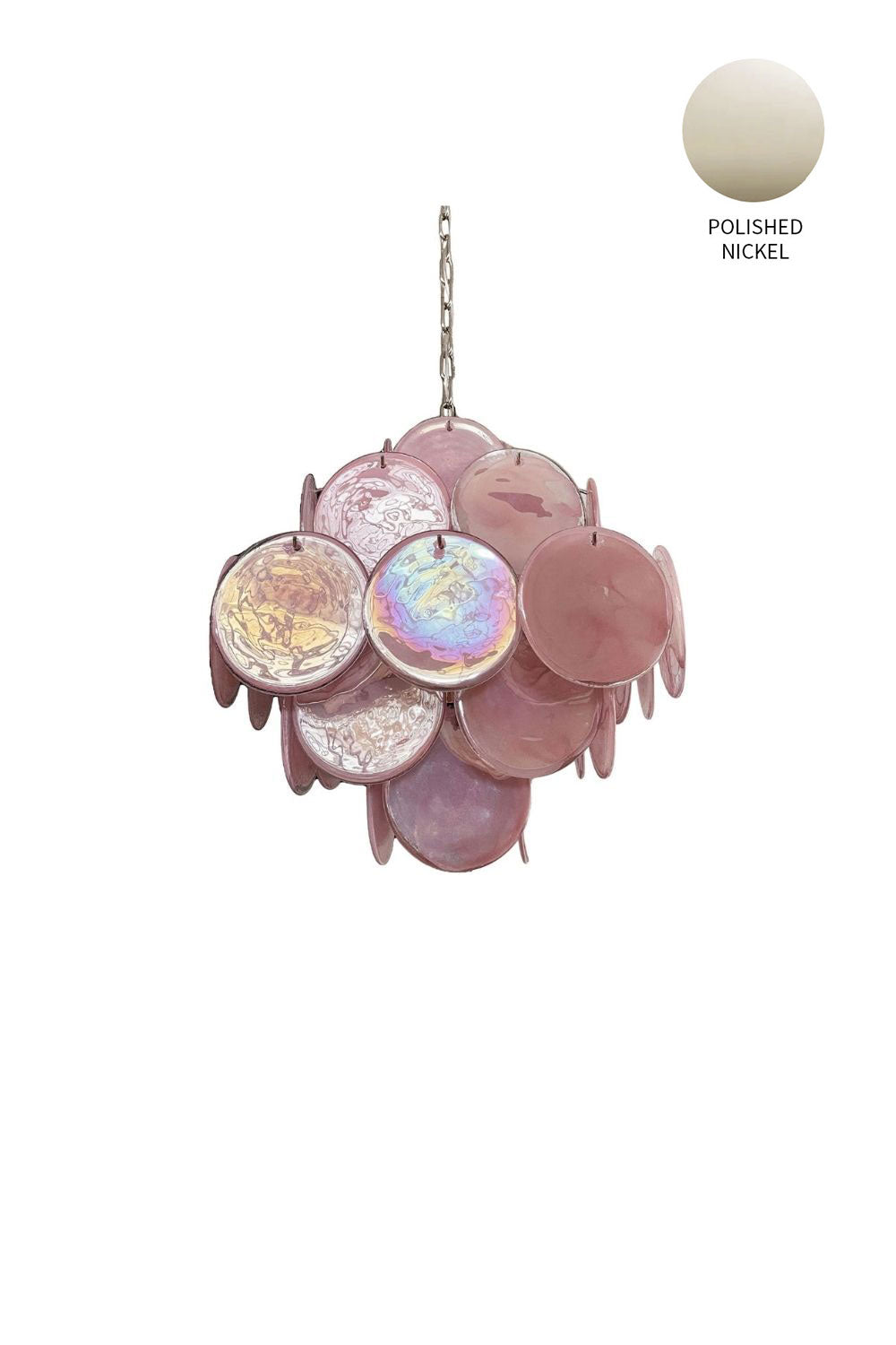 Vintage Art Pink Glass Disks Chandelier - view 22 | everlamps