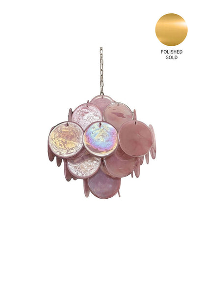 Vintage Art Pink Glass Disks Chandelier - view 23 | everlamps