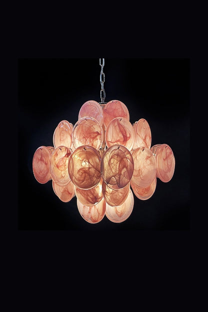 Vintage Art Pink Glass Disks Chandelier - view 14 | everlamps