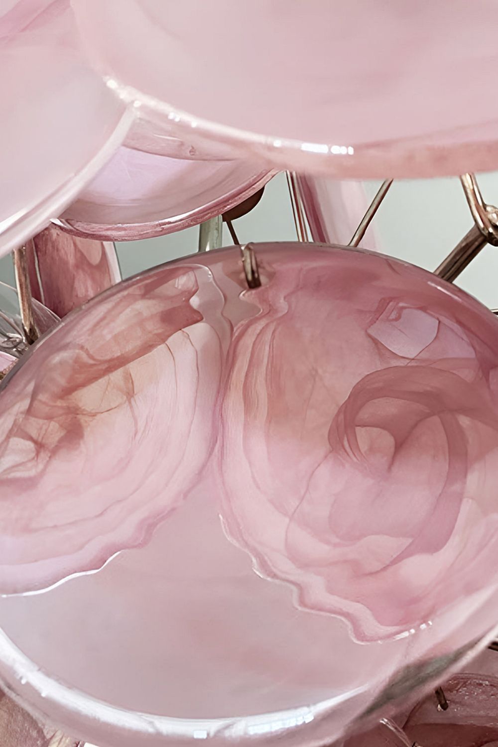 Vintage Art Pink Glass Disks Chandelier - view 16 | everlamps