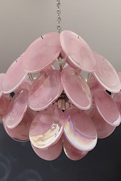 Vintage Art Pink Glass Disks Chandelier - view 18 | everlamps