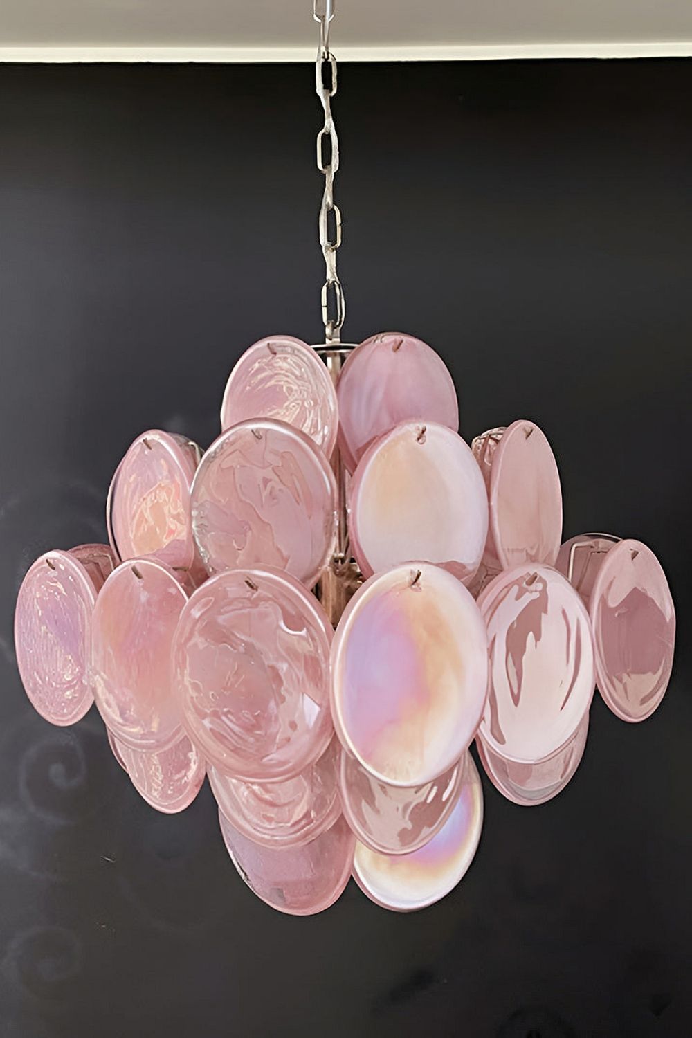 Vintage Art Pink Glass Disks Chandelier - view 13 | everlamps
