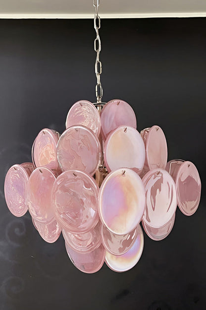Vintage Art Pink Glass Disks Chandelier - view 13 | everlamps
