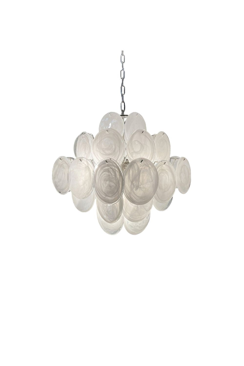 Vintage Art White Glass Disks Chandelier | everlamps