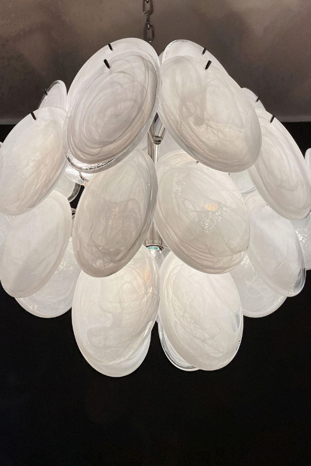 Vintage Art White Glass Disks Chandelier - view 17 | everlamps