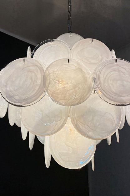 Vintage Art White Glass Disks Chandelier - view 18 | everlamps