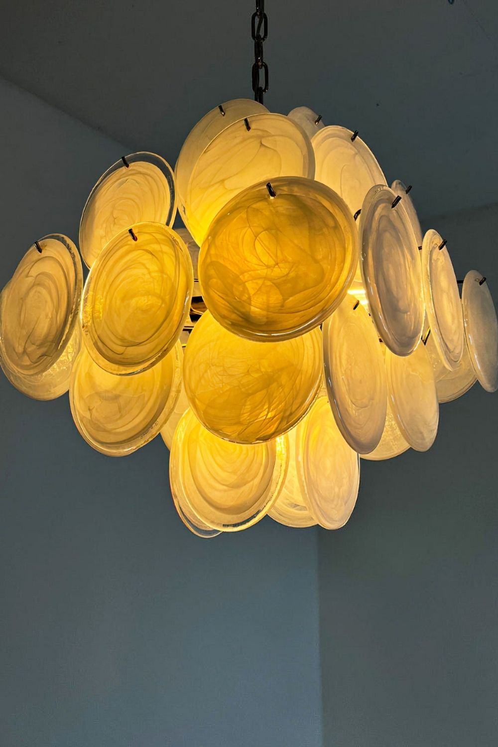 Vintage Art White Glass Disks Chandelier - view 19 | everlamps