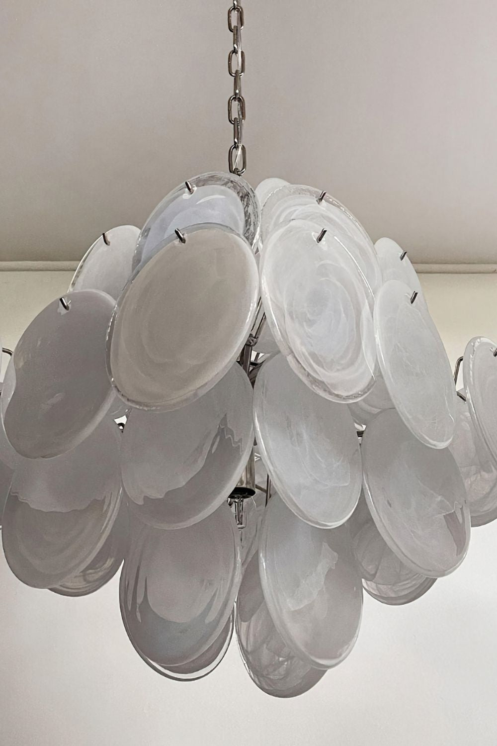 Vintage Art White Glass Disks Chandelier - view 20 | everlamps