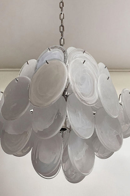 Vintage Art White Glass Disks Chandelier - view 20 | everlamps