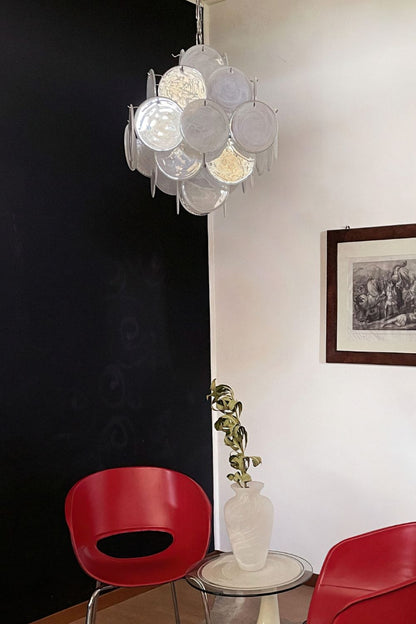 Vintage Art White Glass Disks Chandelier - view 9 | everlamps