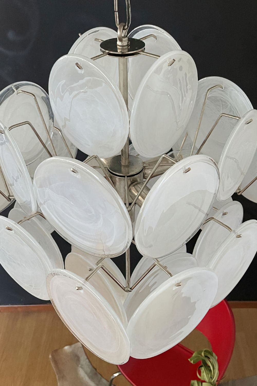 Vintage Art White Glass Disks Chandelier - view 21 | everlamps
