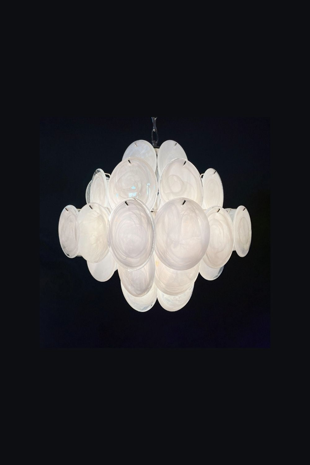 Vintage Art White Glass Disks Chandelier - view 11 | everlamps