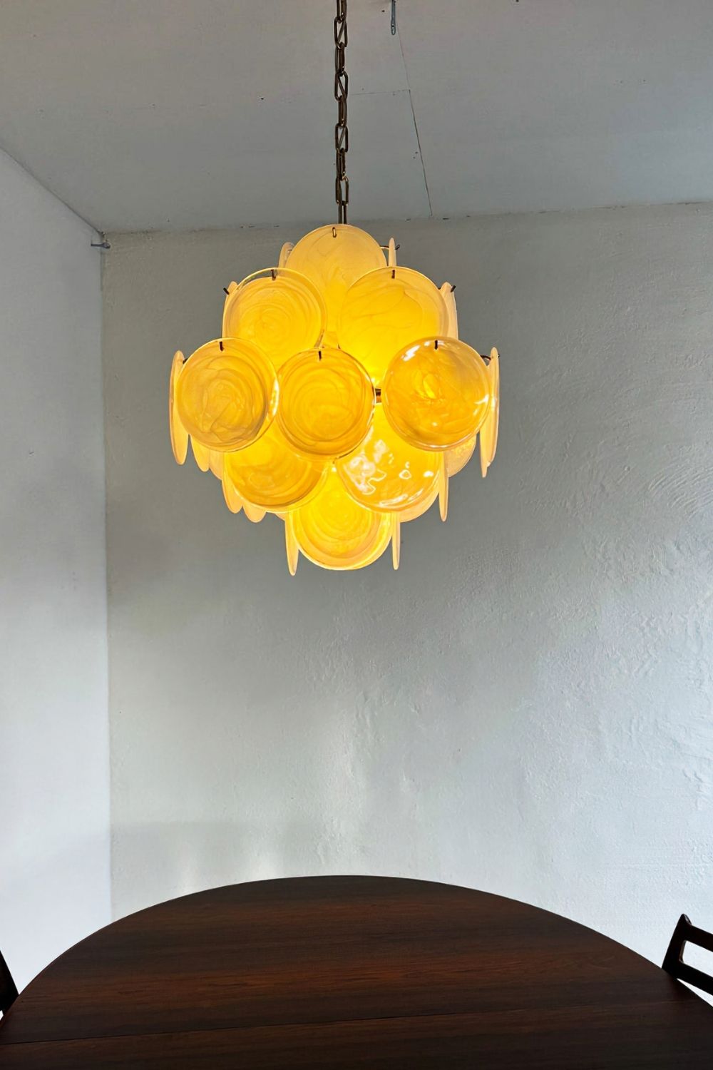 Vintage Art White Glass Disks Chandelier - view 5 | everlamps