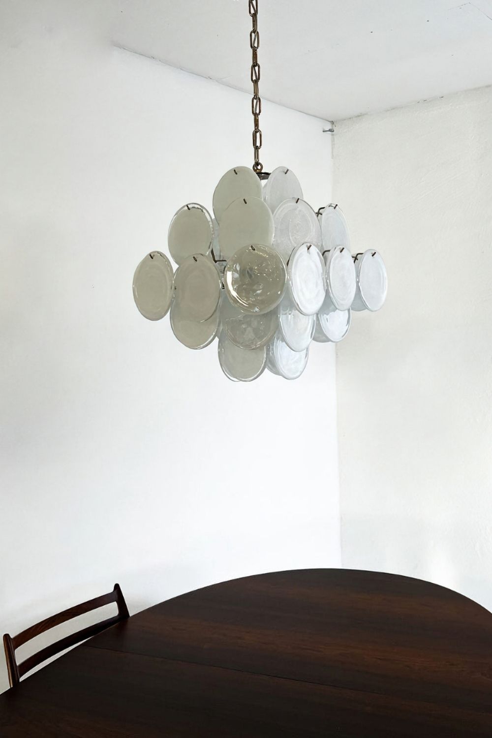 Vintage Art White Glass Disks Chandelier - view 7 | everlamps