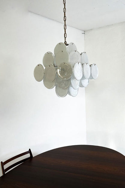 Vintage Art White Glass Disks Chandelier - view 7 | everlamps