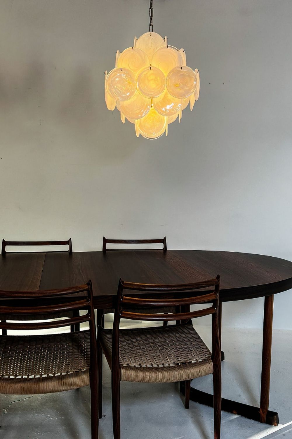 Vintage Art White Glass Disks Chandelier - view 6 | everlamps