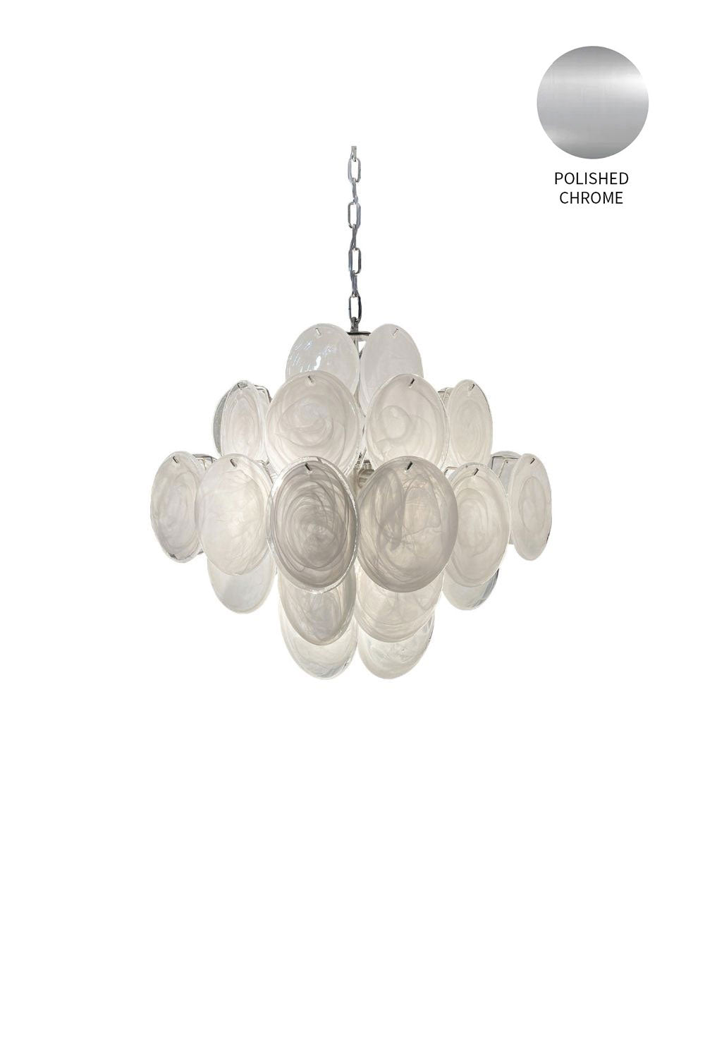 Vintage Art White Glass Disks Chandelier - view 24 | everlamps