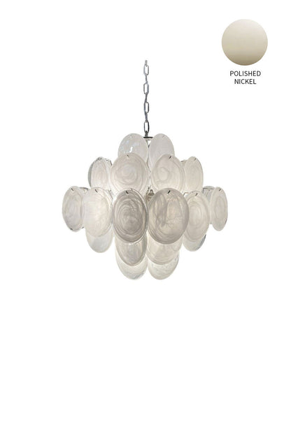 Vintage Art White Glass Disks Chandelier - view 25 | everlamps