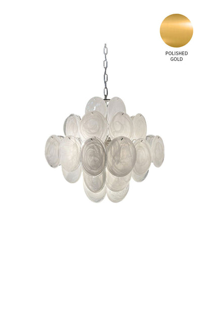 Vintage Art White Glass Disks Chandelier - view 26 | everlamps