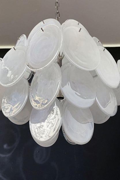 Vintage Art White Glass Disks Chandelier - view 12 | everlamps