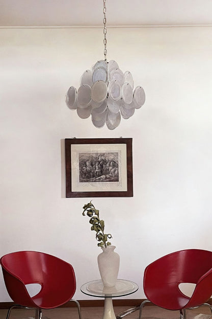 Vintage Art White Glass Disks Chandelier - view 2 | everlamps