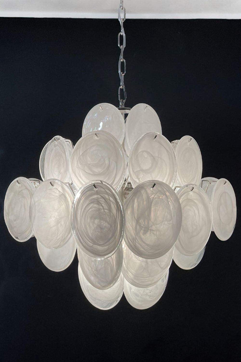 Vintage Art White Glass Disks Chandelier - view 13 | everlamps