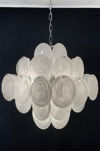 Vintage Art White Glass Disks Chandelier - view 13 | everlamps