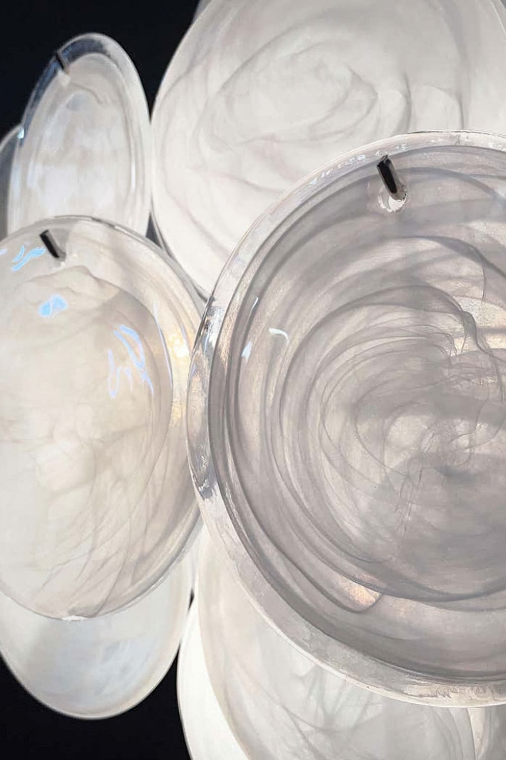 Vintage Art White Glass Disks Chandelier - view 14 | everlamps