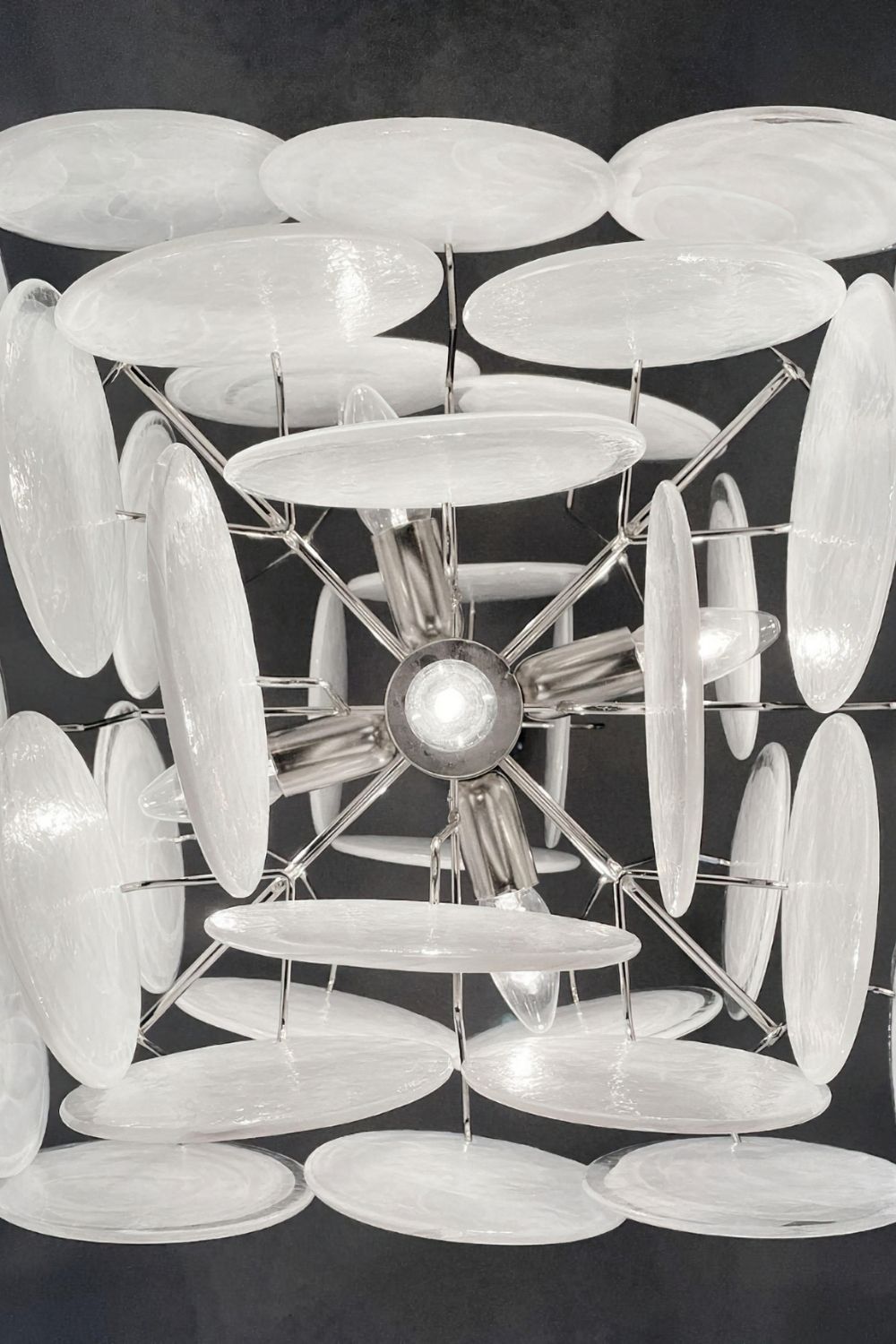 Vintage Art White Glass Disks Chandelier - view 15 | everlamps
