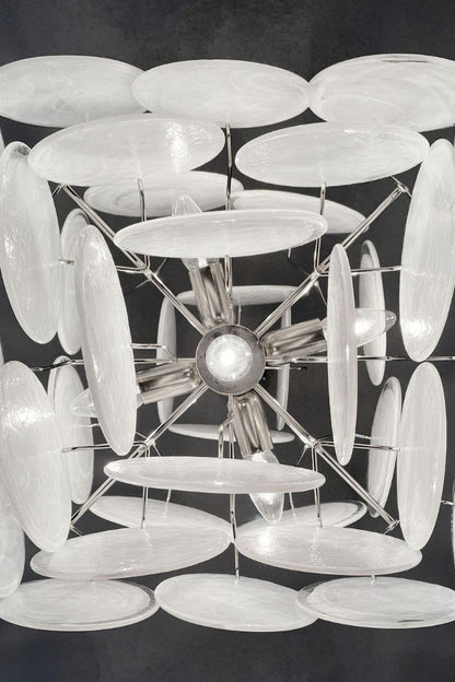 Vintage Art White Glass Disks Chandelier - view 15 | everlamps