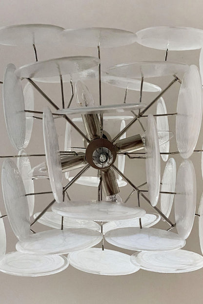 Vintage Art White Glass Disks Chandelier - view 16 | everlamps