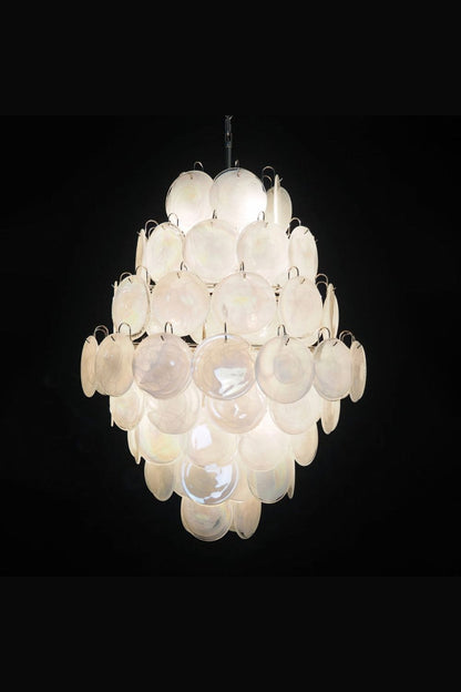 Wonderful Vintage Art White Discs Chandelier - view 23 | everlamps
