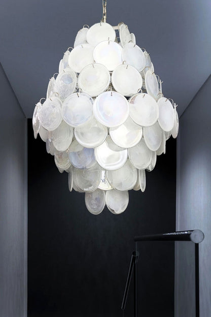 Wonderful Vintage Art White Discs Chandelier - view 10 | everlamps