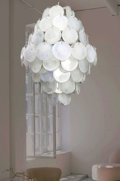 Wonderful Vintage Art White Discs Chandelier - view 6 | everlamps