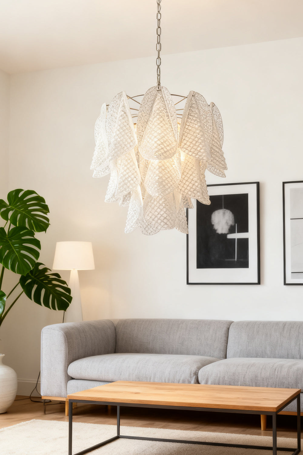 Art Glass Leaf Chandelier - view 6 | everlamps