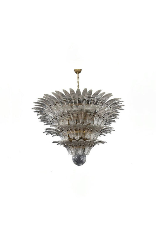 Art Palm Leaf 4-Tier Clear Glass Chandelier | everlamps