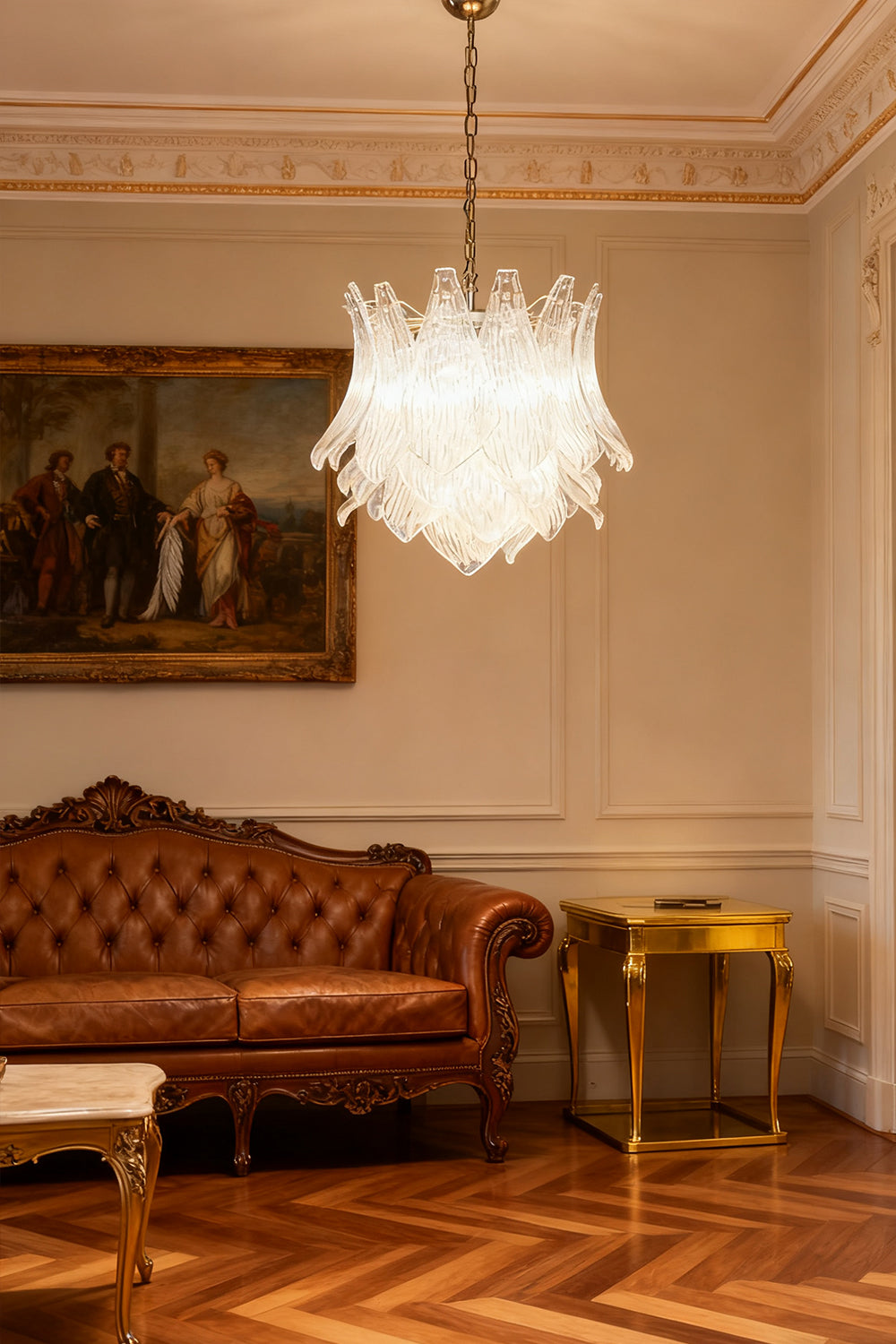 Art Ripple Leaf Glass Chandelier - view 2 | everlamps